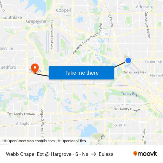 Webb Chapel Ext @ Hargrove - S - Ns to Euless map