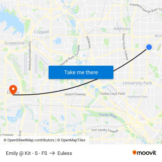 Emily @ Kit - S - FS to Euless map