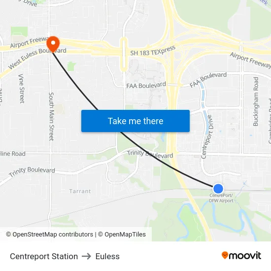 Centreport Station to Euless map