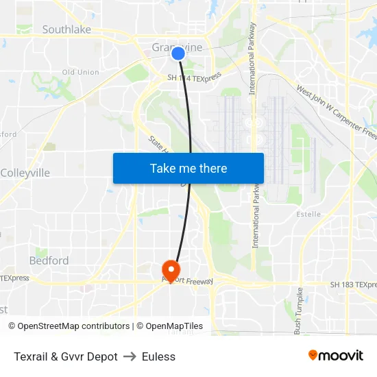 Texrail & Gvvr Depot to Euless map