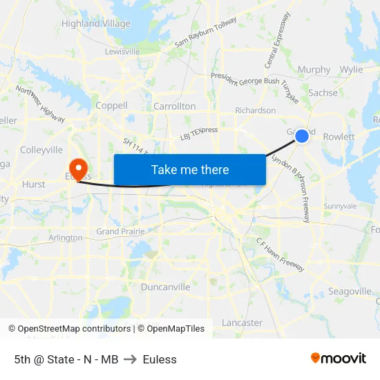 5th @ State - N - MB to Euless map