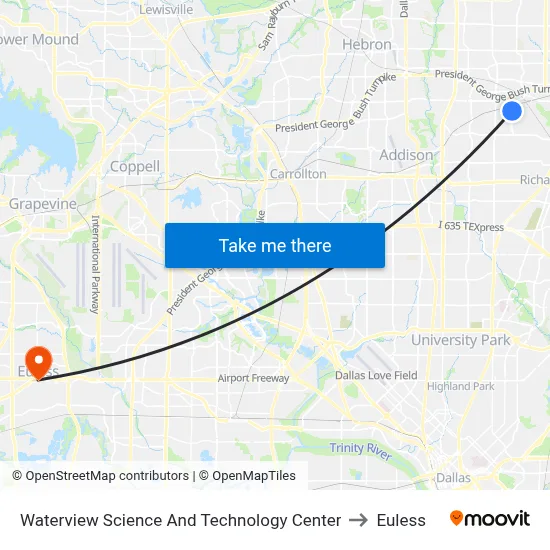 Waterview Science And Technology Center to Euless map