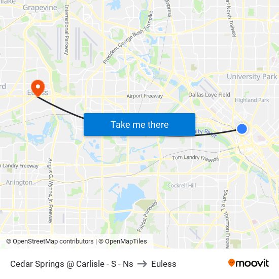 Cedar Springs @ Carlisle - S - Ns to Euless map