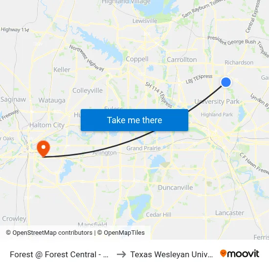Forest @ Forest Central - W - Ns to Texas Wesleyan University map