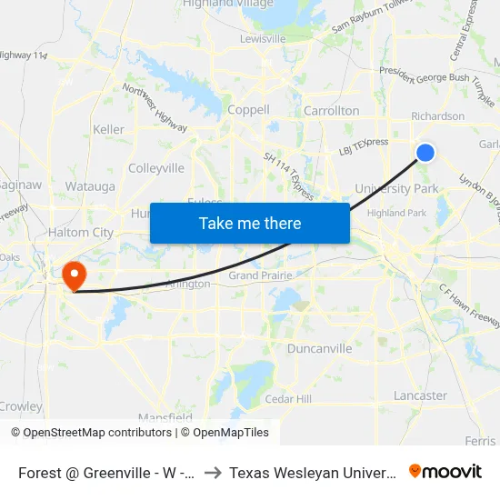 Forest @ Greenville - W - FS to Texas Wesleyan University map