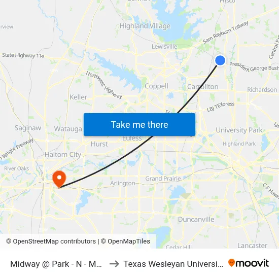 Midway @ Park - N - Mb1 to Texas Wesleyan University map