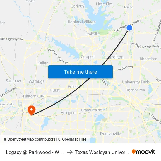 Legacy @ Parkwood - W -  FS to Texas Wesleyan University map