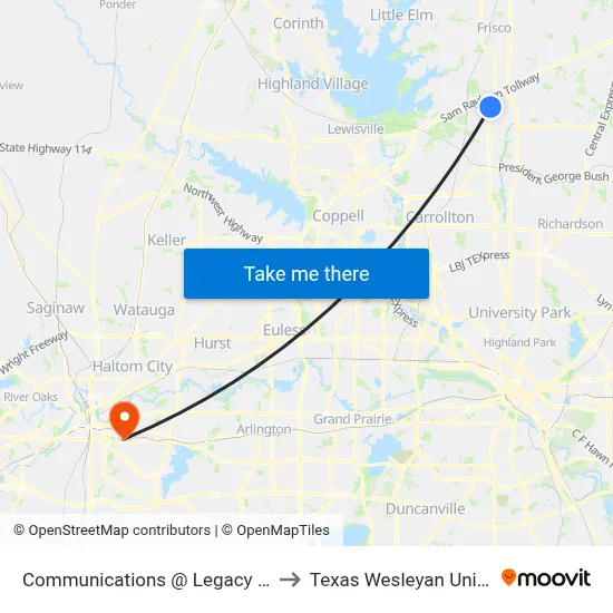 Communications @ Legacy - N - MB to Texas Wesleyan University map