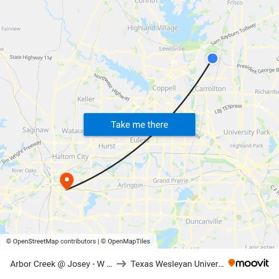 Arbor Creek @ Josey - W - FS to Texas Wesleyan University map