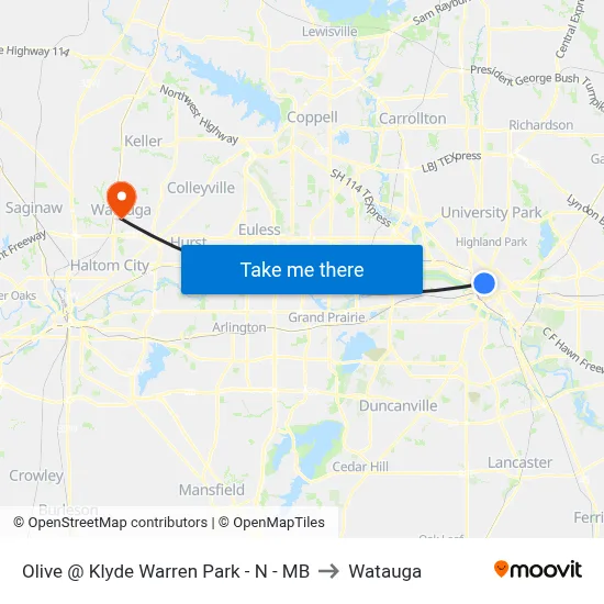 Olive @ Klyde Warren Park - N - MB to Watauga map