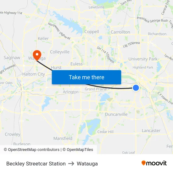 Beckley Streetcar Station to Watauga map