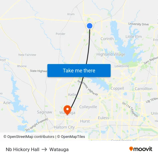 Nb Hickory Hall to Watauga map