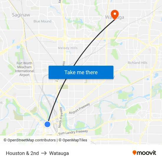Houston & 2nd to Watauga map