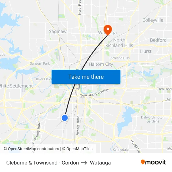 Cleburne & Townsend - Gordon to Watauga map