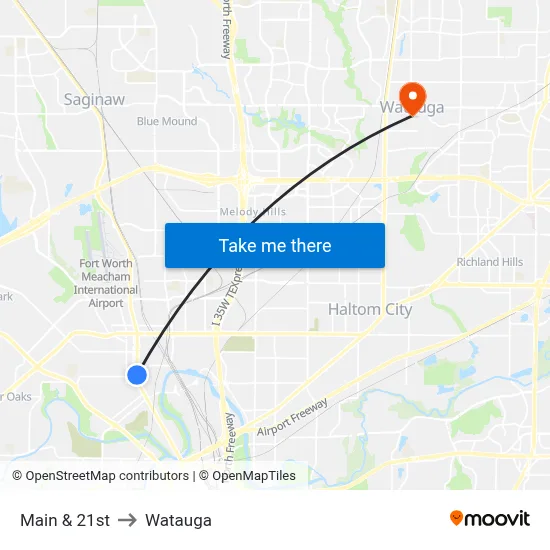 Main & 21st to Watauga map