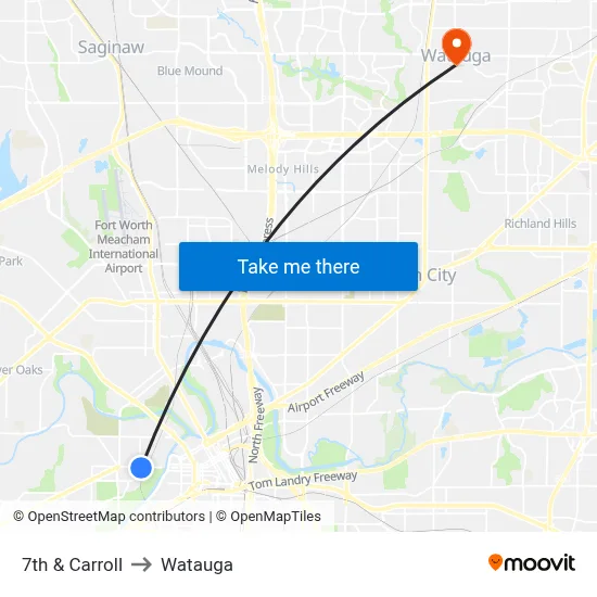 7th & Carroll to Watauga map