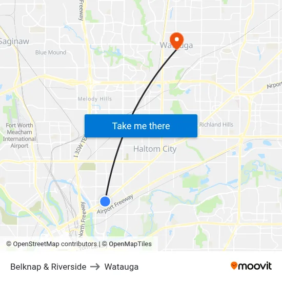 Belknap & Riverside to Watauga map