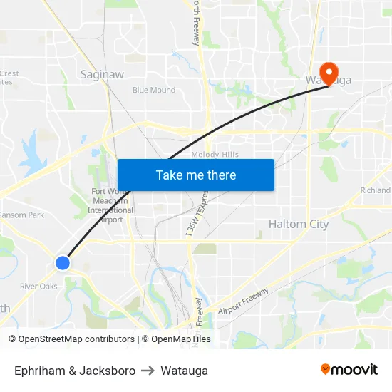 Ephriham & Jacksboro to Watauga map