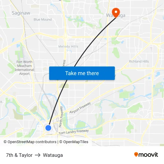 7th & Taylor to Watauga map
