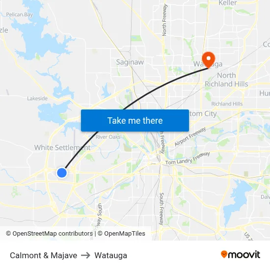 Calmont & Majave to Watauga map