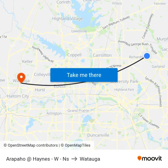 Arapaho @ Haynes - W - Ns to Watauga map
