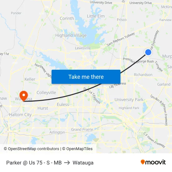Parker @ Us 75 - S - MB to Watauga map