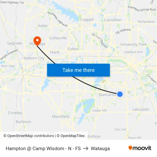Hampton @ Camp Wisdom - N - FS to Watauga map