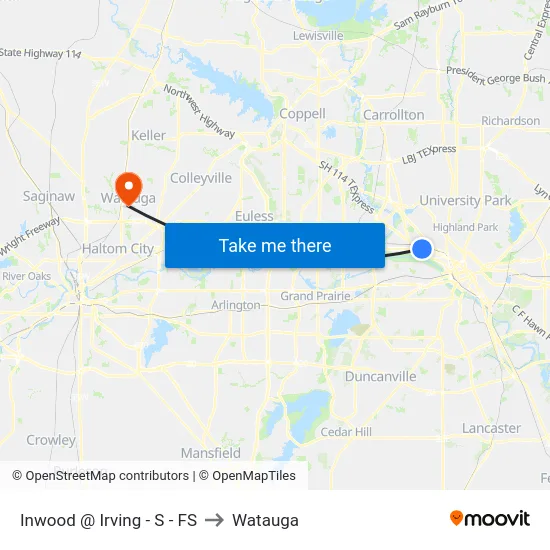 Inwood @ Irving - S - FS to Watauga map
