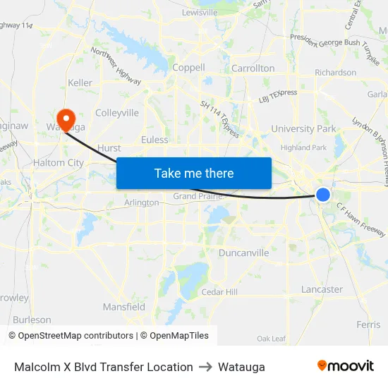 Malcolm X Blvd Transfer Location to Watauga map