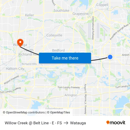 Willow Creek @ Belt Line - E - FS to Watauga map
