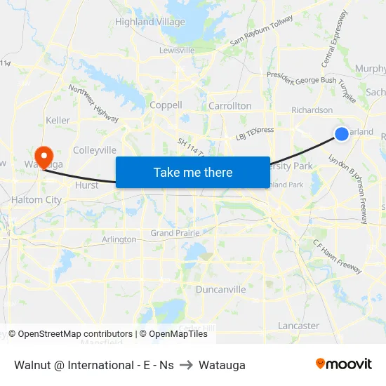 Walnut @ International - E - Ns to Watauga map