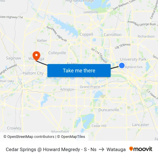 Cedar Springs @ Howard Megredy - S -  Ns to Watauga map