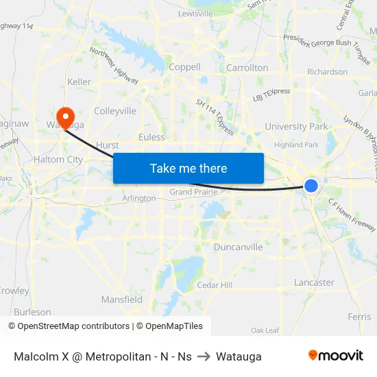 Malcolm X @ Metropolitan - N - Ns to Watauga map