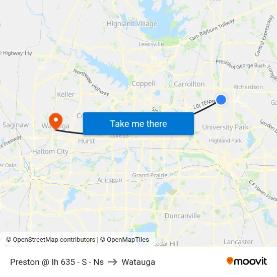 Preston @ Ih 635 - S - Ns to Watauga map