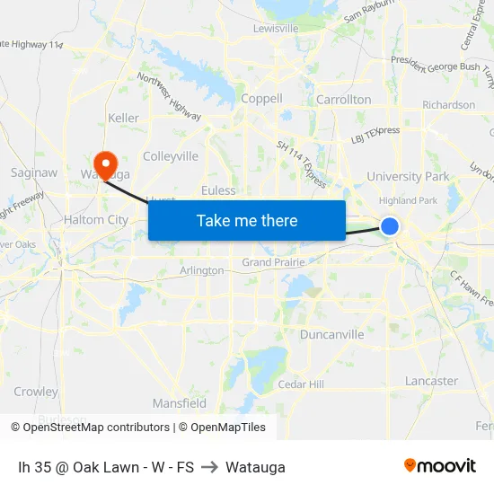 Ih 35 @ Oak Lawn - W - FS to Watauga map