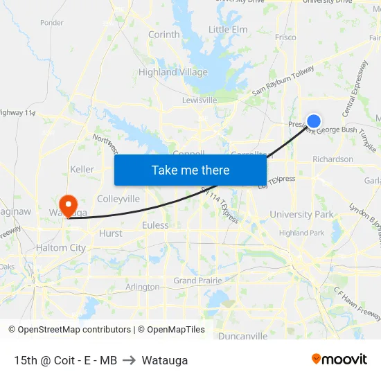 15th @ Coit - E - MB to Watauga map