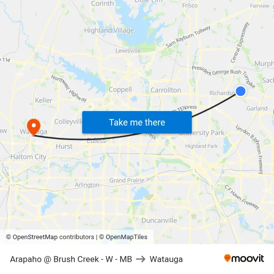 Arapaho @ Brush Creek - W - MB to Watauga map