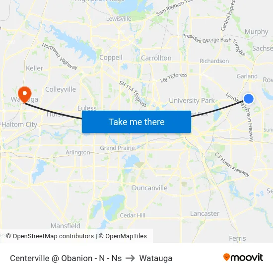 Centerville @ Obanion - N - Ns to Watauga map