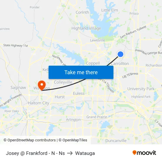 Josey @ Frankford - N - Ns to Watauga map