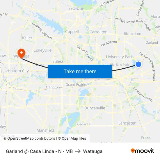 Garland @ Casa Linda - N - MB to Watauga map