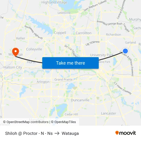 Shiloh @ Proctor - N - Ns to Watauga map