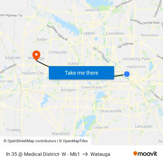 Ih 35 @ Medical District- W - Mb1 to Watauga map