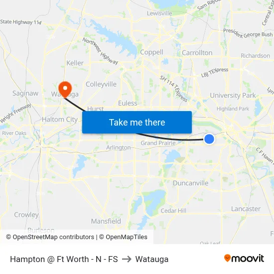 Hampton @ Ft Worth - N - FS to Watauga map