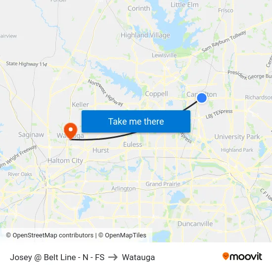 Josey @ Belt Line - N - FS to Watauga map