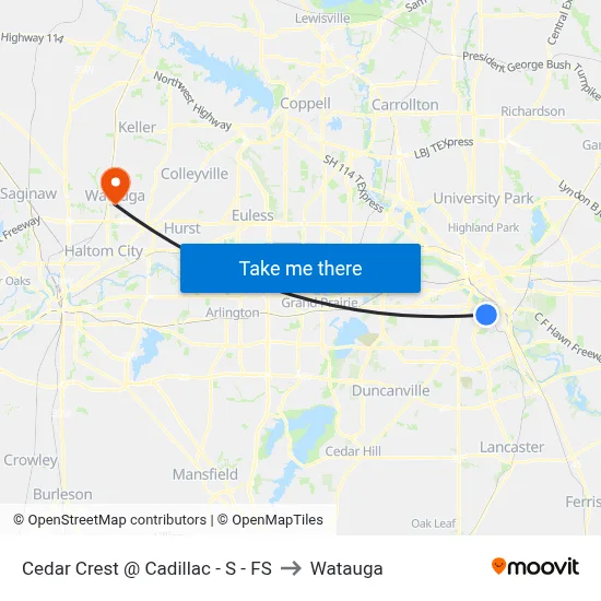 Cedar Crest @ Cadillac - S - FS to Watauga map