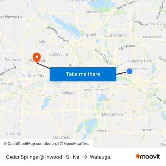 Cedar Springs @ Inwood - S - Ns to Watauga map
