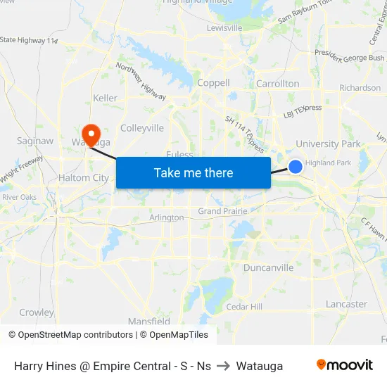 Harry Hines @ Empire Central - S - Ns to Watauga map