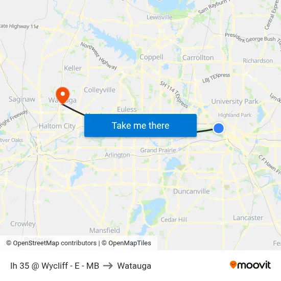 Ih 35 @ Wycliff - E - MB to Watauga map