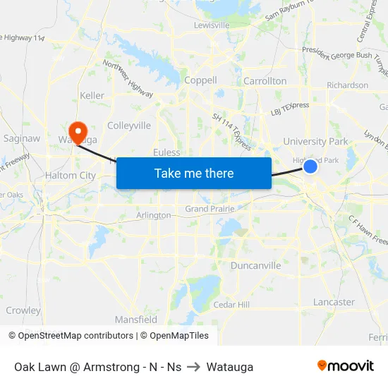 Oak Lawn @ Armstrong - N - Ns to Watauga map