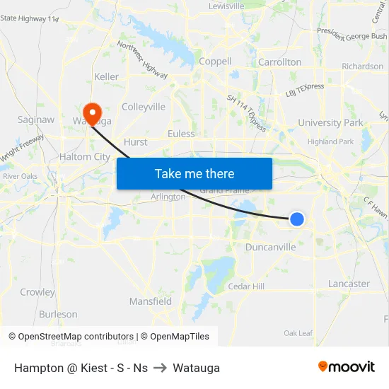 Hampton @ Kiest - S - Ns to Watauga map